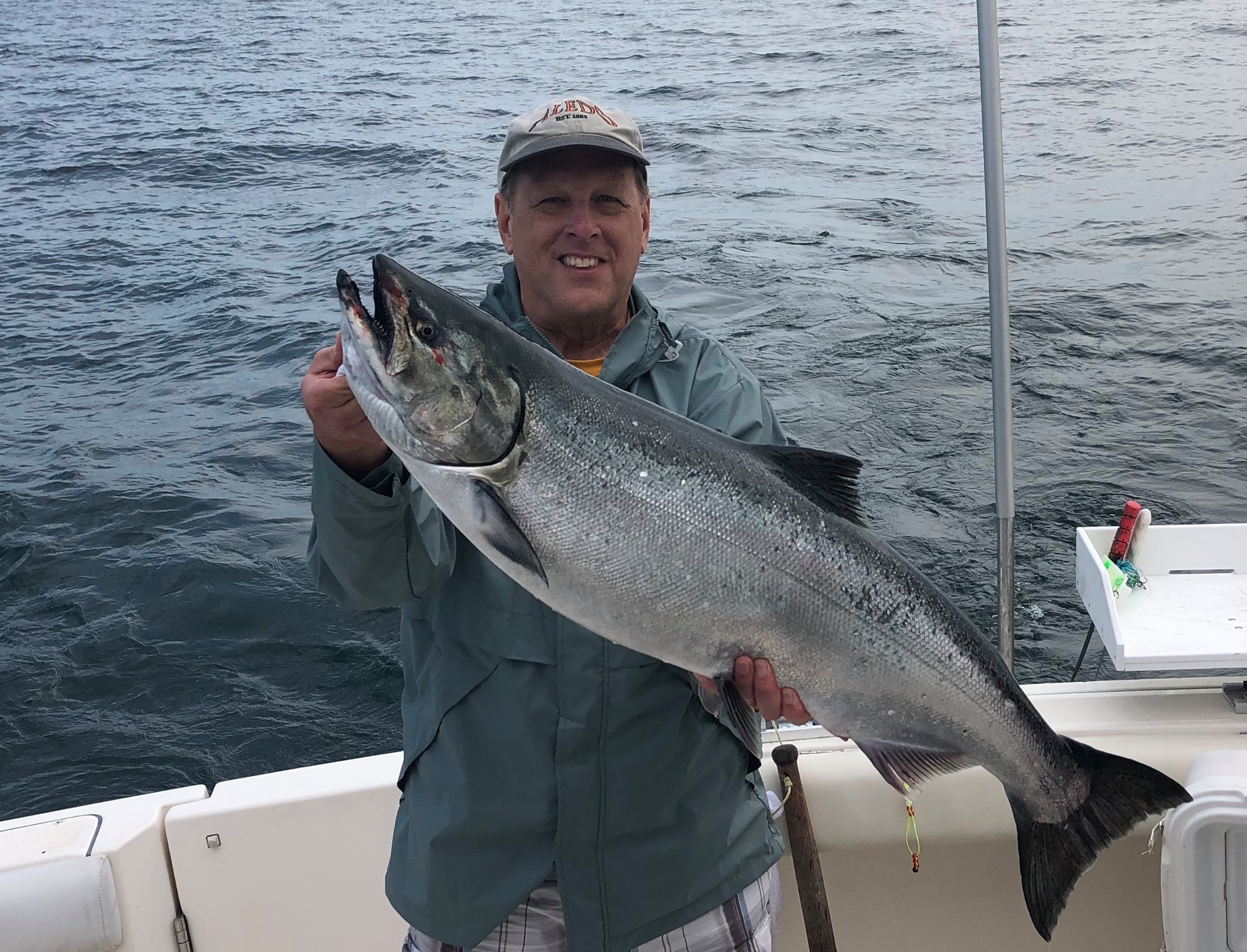 A nice king salmon caught on one of our Kewaunee Wisconsin fishing charters on Lake Michigan
